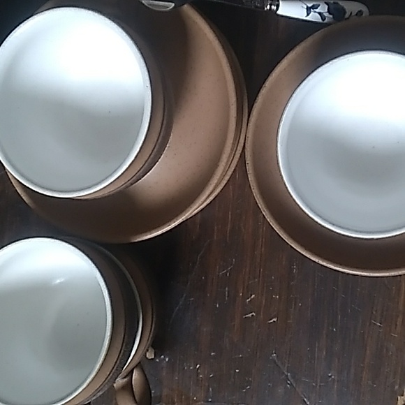 A SET OF 6, MADE IN ENGLAND DENBY STONEWARE TEA CUPS & SAUCERS. #222 - Picture 7 of 7
